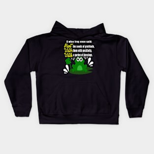 A wise frog positive thinking Kids Hoodie